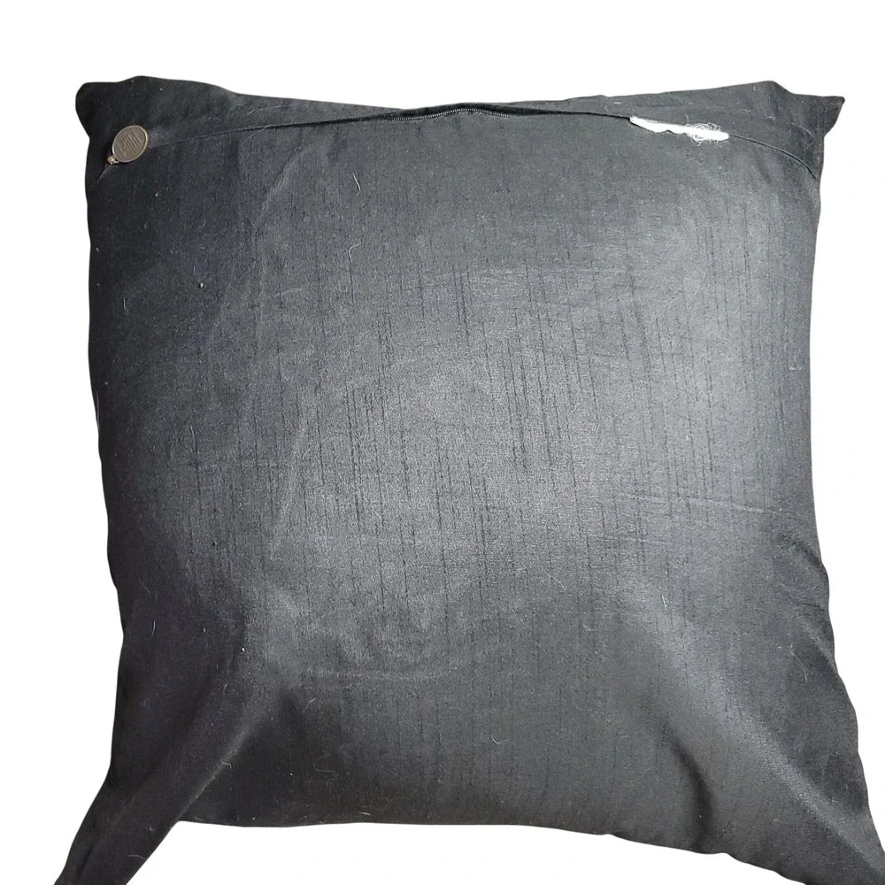 Pier 1 Imports Black Gold Copper Embroidered Mandala Floral Throw Down Pillow